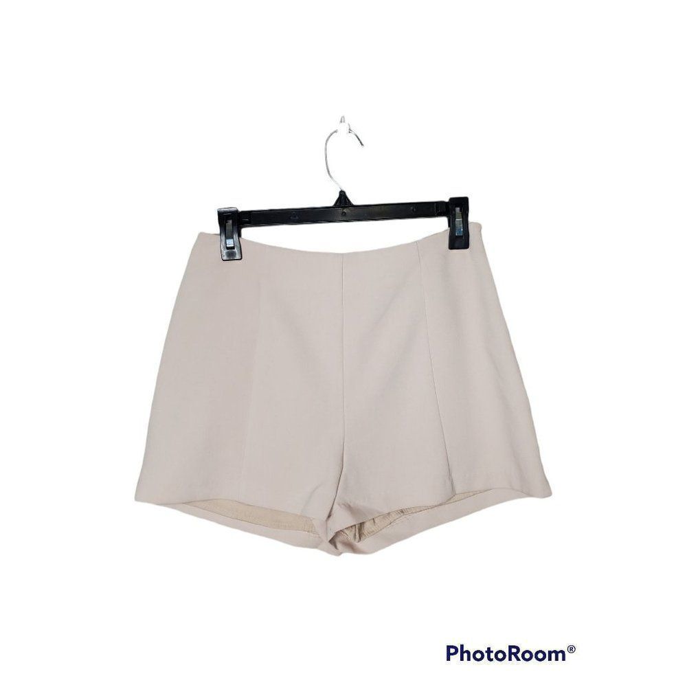 Greylin High Waist Pale Beige Solid Lined Dressy Neutral Minimalist Shorts